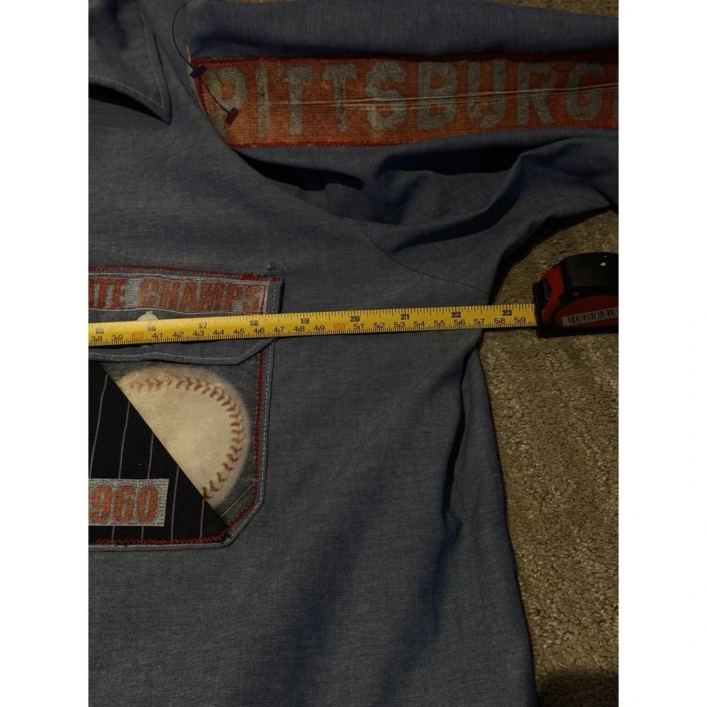 Reworked Vintage Dickies Baseball Shirt‎ Pittsburgh Pitbulls 1960 Patch L